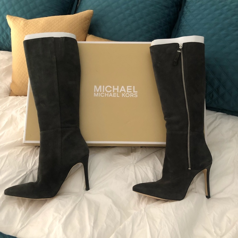 Brand new Michael Kor's gray suede boots